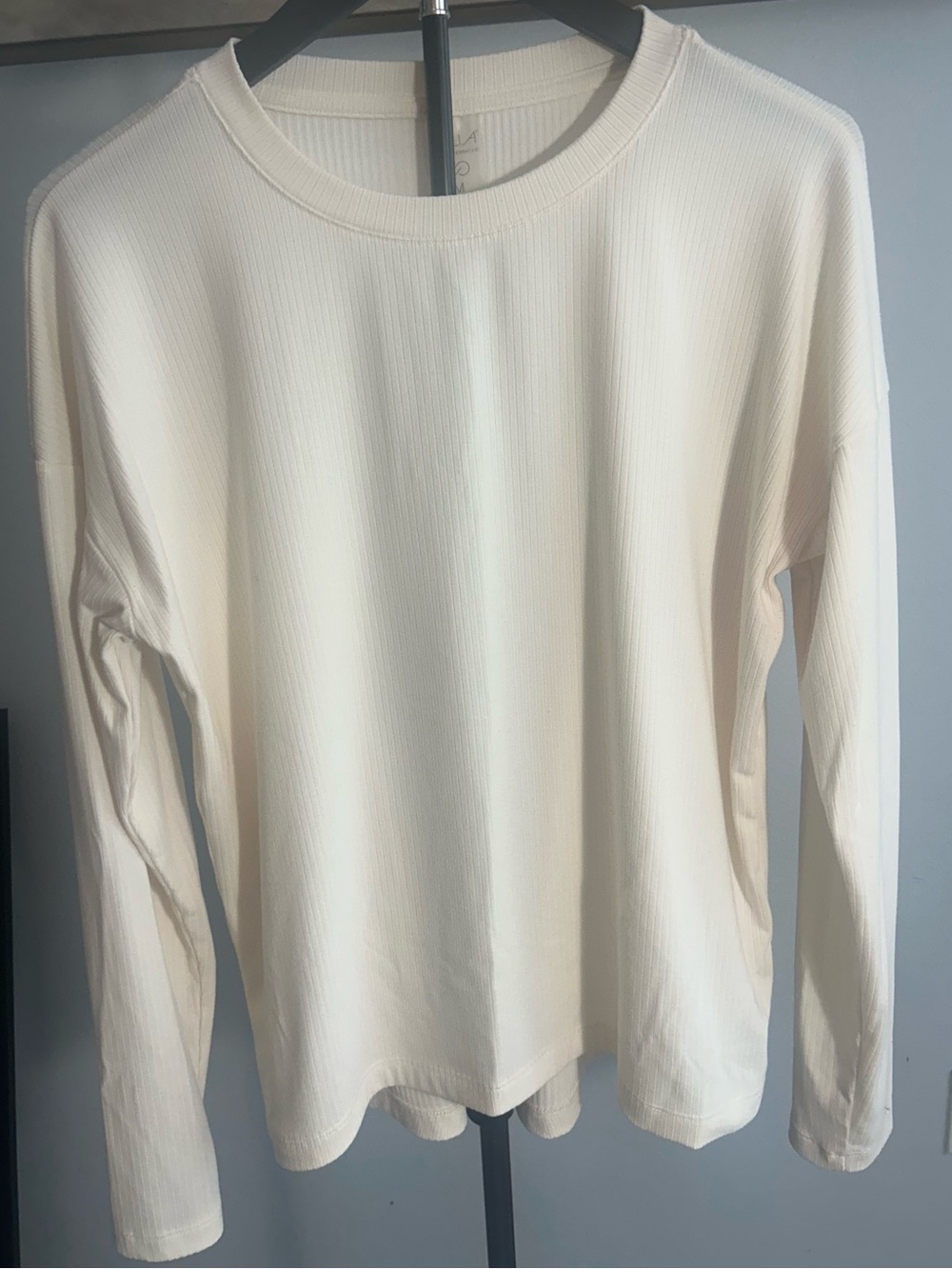 CALIA by Carrie Underwood Cream Ribbed Crewneck Sweater